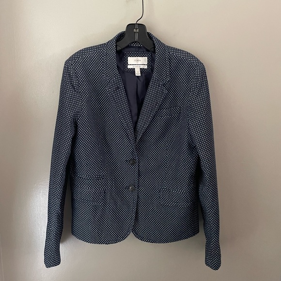 J. Crew Jackets & Blazers - J. Crew School Boy Indigo Polka Dot Blazer Size 12